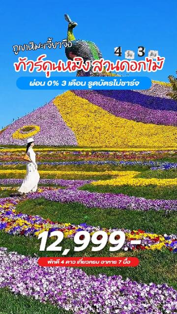 แล้ว 🌸 คุนหมิง 4 วัน 3 คืน ราคาโคตรดี เริ่มแค่ 12,999.- ✈️✨ นั่งกระเช้าขึ้นภูเขาหิมะเจี้ยวจือ ❄️ชมสวนดอกไม้สวยเหมือนหลุดซีรีส์ 🌷กินสตรอว์เบอร์รี่หวานฉ่ำสดจากสวน